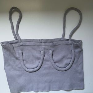 Dplus studio ribbed crop tank top, Gray, Medium.